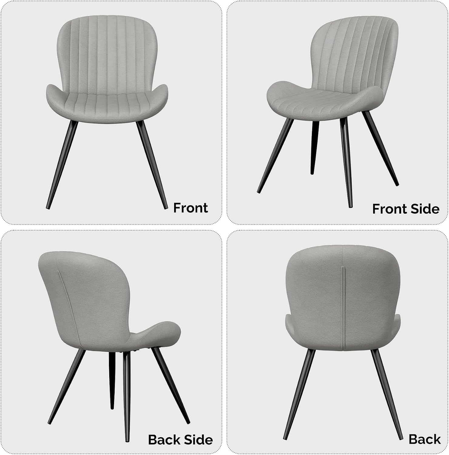 Nalupatio Dining Chairs Set of 4, Modern Dining Room Chairs Comfy Backrest Thick Upholstered Kitchen Chairs 19IN Height with Metal Legs Grey