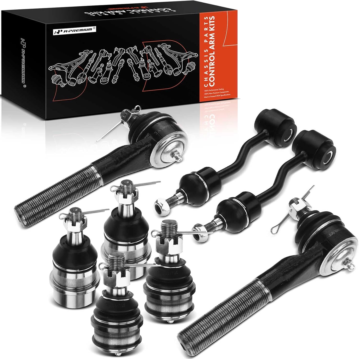 A-Premium 8Pcs Front Suspension Kit, Upper Lower Ball Joint, Sway Bar Link, Outer Tie Rod End, Compatible with Jeep Grand Cherokee 1996 1997 1998