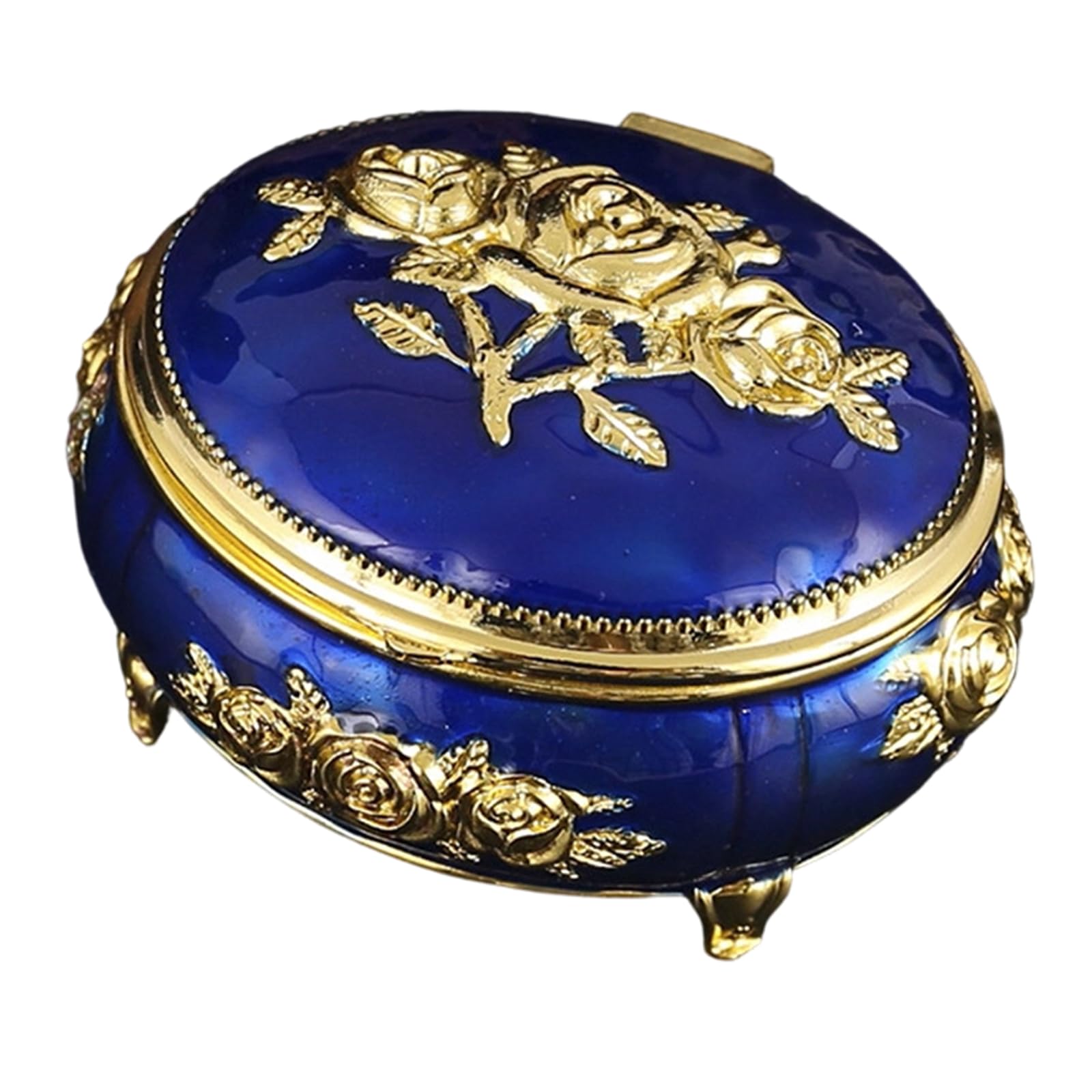 MIDOKSTUA Sturdy Alloy Jewelry Storage Box Featuring Enameled Floral Pattern Old Jewelry Storage