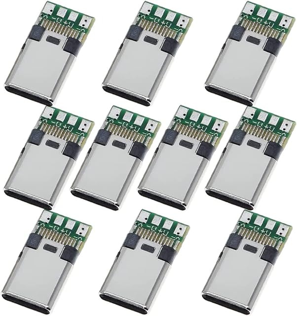 PENGLIN 10PCS USB 3.1 Type C Connector 24 Pins Male Plug Socket Receptacle Adapter to Solder Wire & Cable 24P PCB Board Support Module