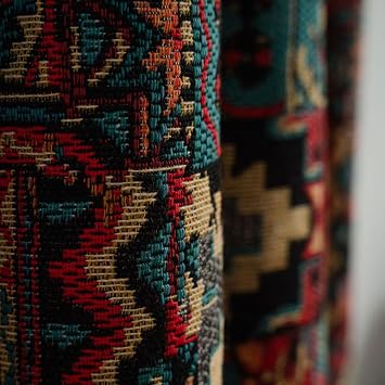 USTIDE Boho Ethnic Vintage Rustic Chic Shabby Geometric Curtains - Colorful Room Darkening for Bedroom Living Room, Tassels, 150x180cm