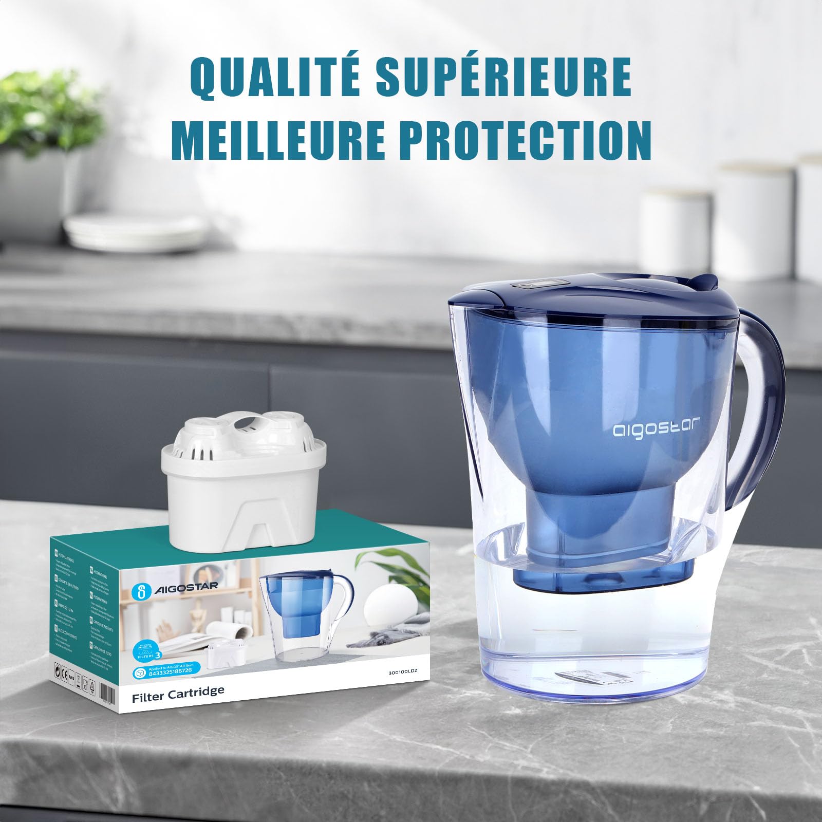 Jata Hogar HJAR1001 Pichet avec filtre à eau de 2,5 litres avec 6 cartouches ioniques - Réduit la chaux, le chlore et les résidus de cuivre - Eau aromatisée et pureté
