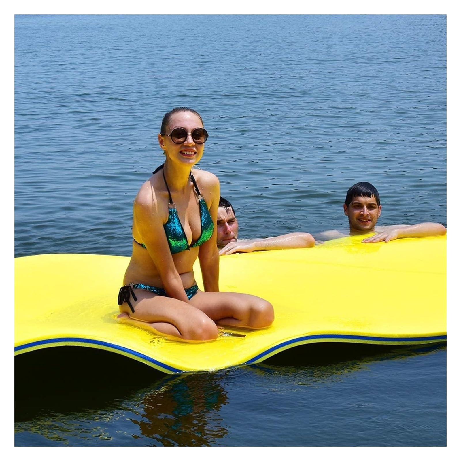 Colchoneta Flotante de Espuma con Almohada rodante, Isla Flotante para Piscina, Playa, Actividades acuáticas en el océano