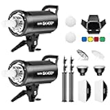 2* SK400ii 800Ws Studio Strobe Flash Lighting Kit:2 Pack SK400II Monolight with Bowens Mount for Photography and Studio Video Shooting with Light Stand,Softbox,Umbrella,Reflector,Barn Door...