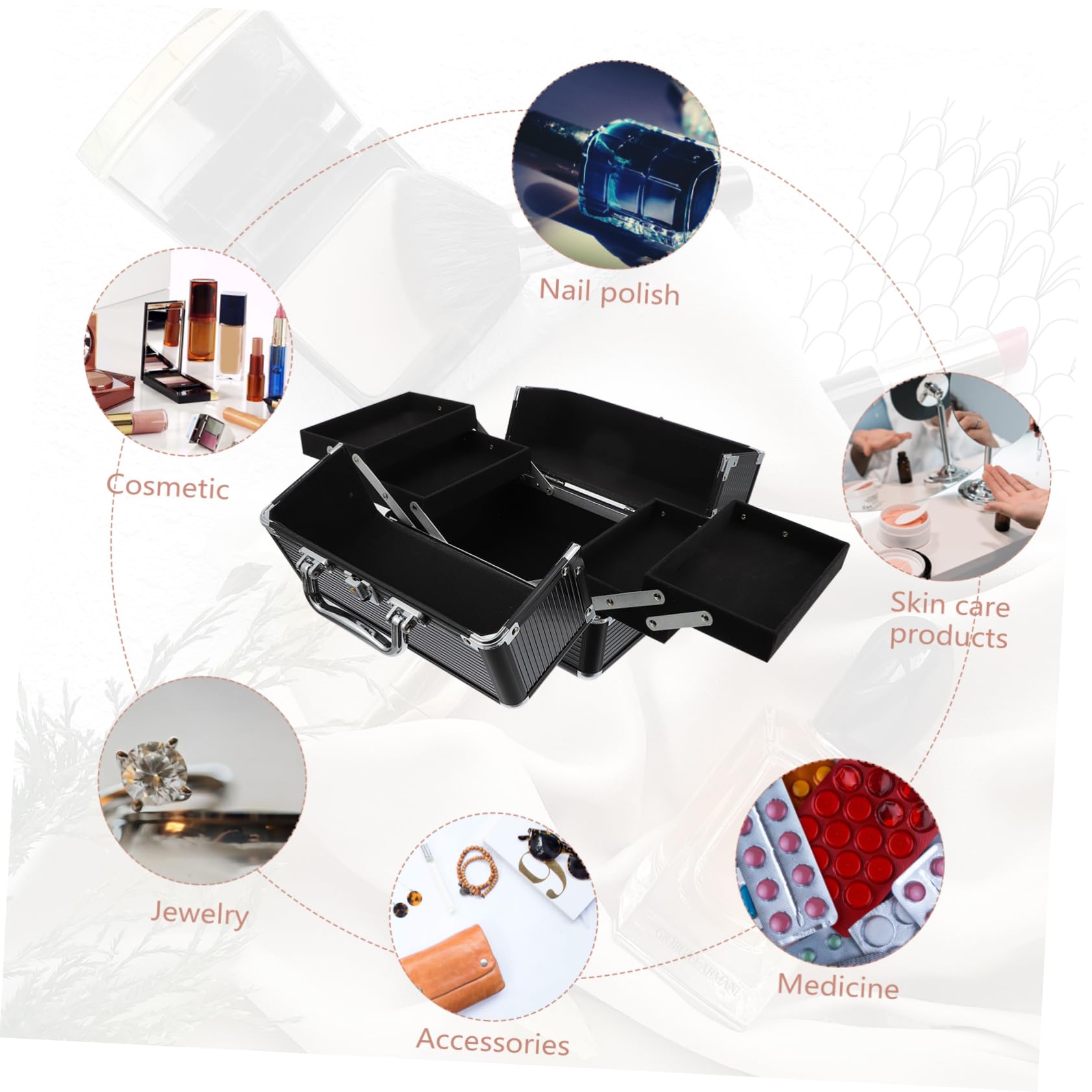 WOONEKY Caja de Almacenamiento de Cosméticos de Aleación de Aluminio Neceser Grande y Ligero para Uso Profesional en Fiestas y Viajes