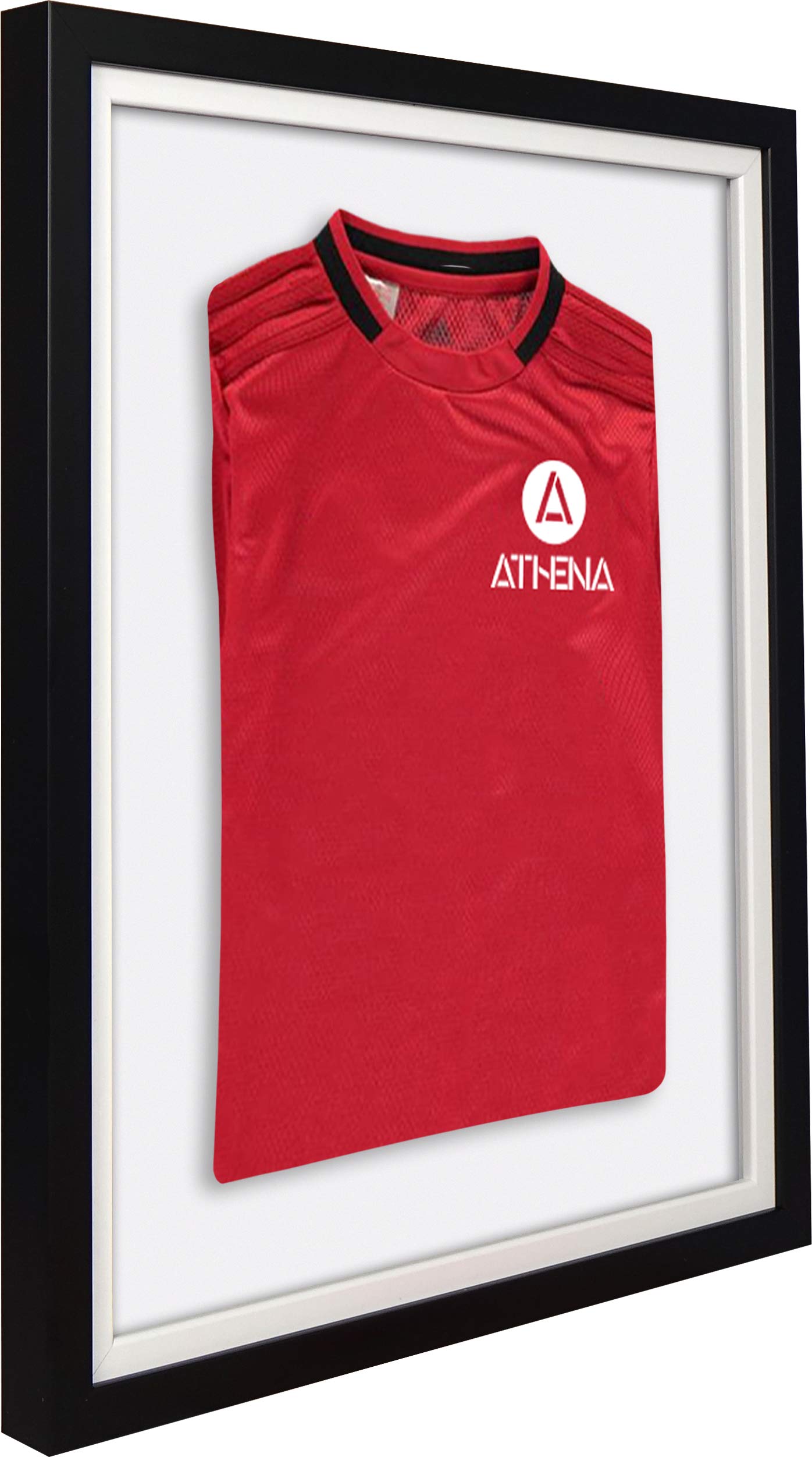Athena Premium Holzrahmen für Baby-Shirts, 40 x 50 cm, schwarzer Rahmen, weißer Innenrahmen, weiße Rückwand
