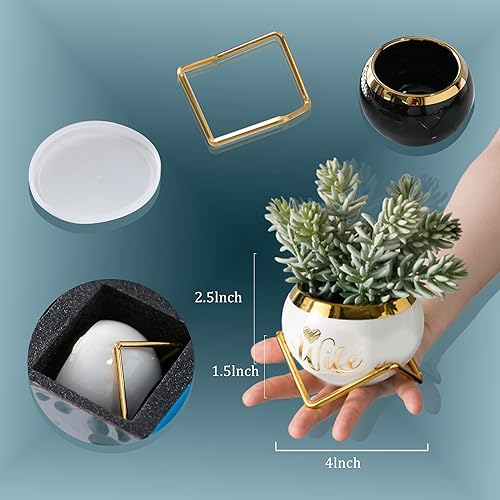 Miniatura 7 de PeraBella Juego de macetas suculentas de 3 piezas, regalo romántico para ella, aniversario, boda, cumpleaños, decoración del hogar
