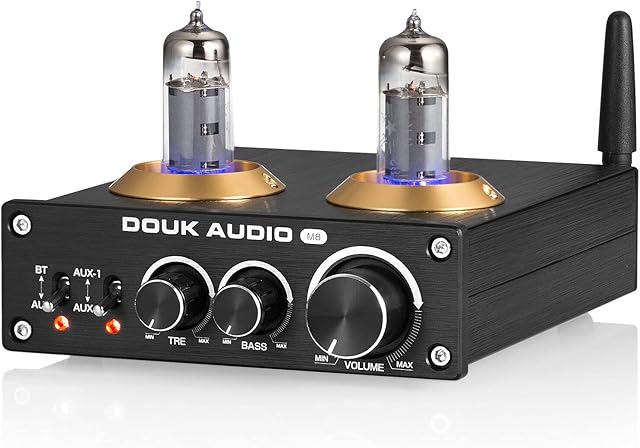 Nobsound Bluetooth 5.0 Valve Tube Power Amplifier Digital Class D HiFi Audio Amp 100W (50W×2) (Black)