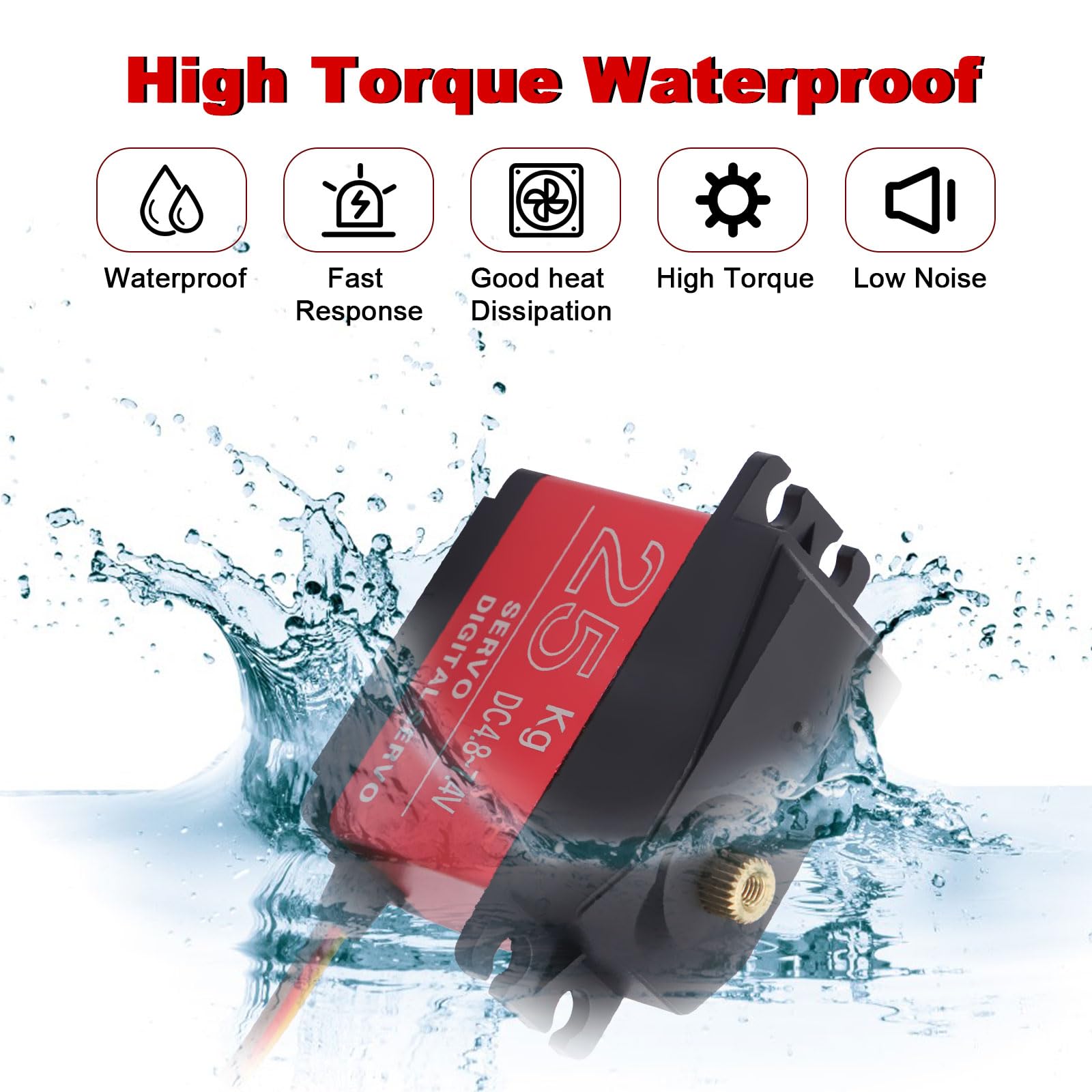 Servomoteur 25KG, 2PCS Servo RC numérique métal, Servomoteur numérique Servo Moteur RC servo 180° pour avion RC hélicoptère/voiture RC Bateau pour Arduino