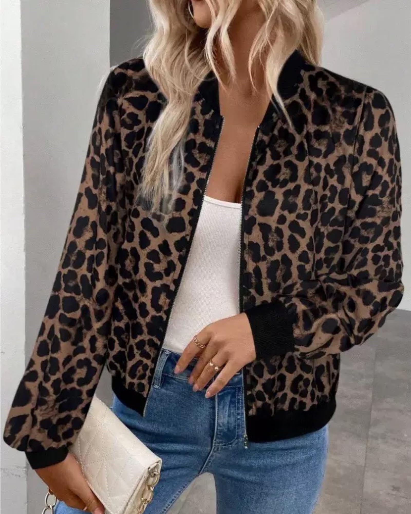 Veste Femme Printemps Automne Blouson Léger Uni Coupe Cintrée Veste Décontractée Chic