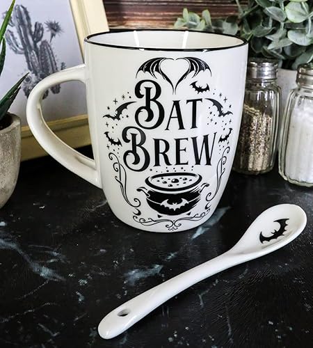 Miniatura 2 de Ebros Gift Wicca Gothic Alchemy - Juego de taza y cuchara de porcelana con mango integrado para reposar cucharas y tazas de café y té de 13 onzas