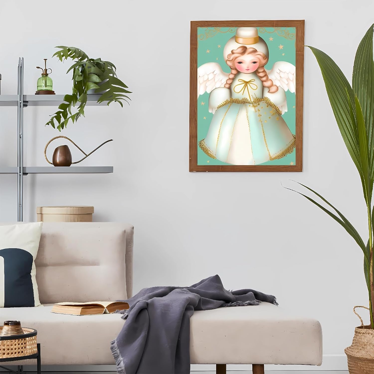 Gabbana Beautiful Feather Fairy Diamond Painting, 5D DIY Full Round Diamond Cross Stitch Kit for Adults, Fairy Classic Diamond Art Holidays Gift 20x24 Inch