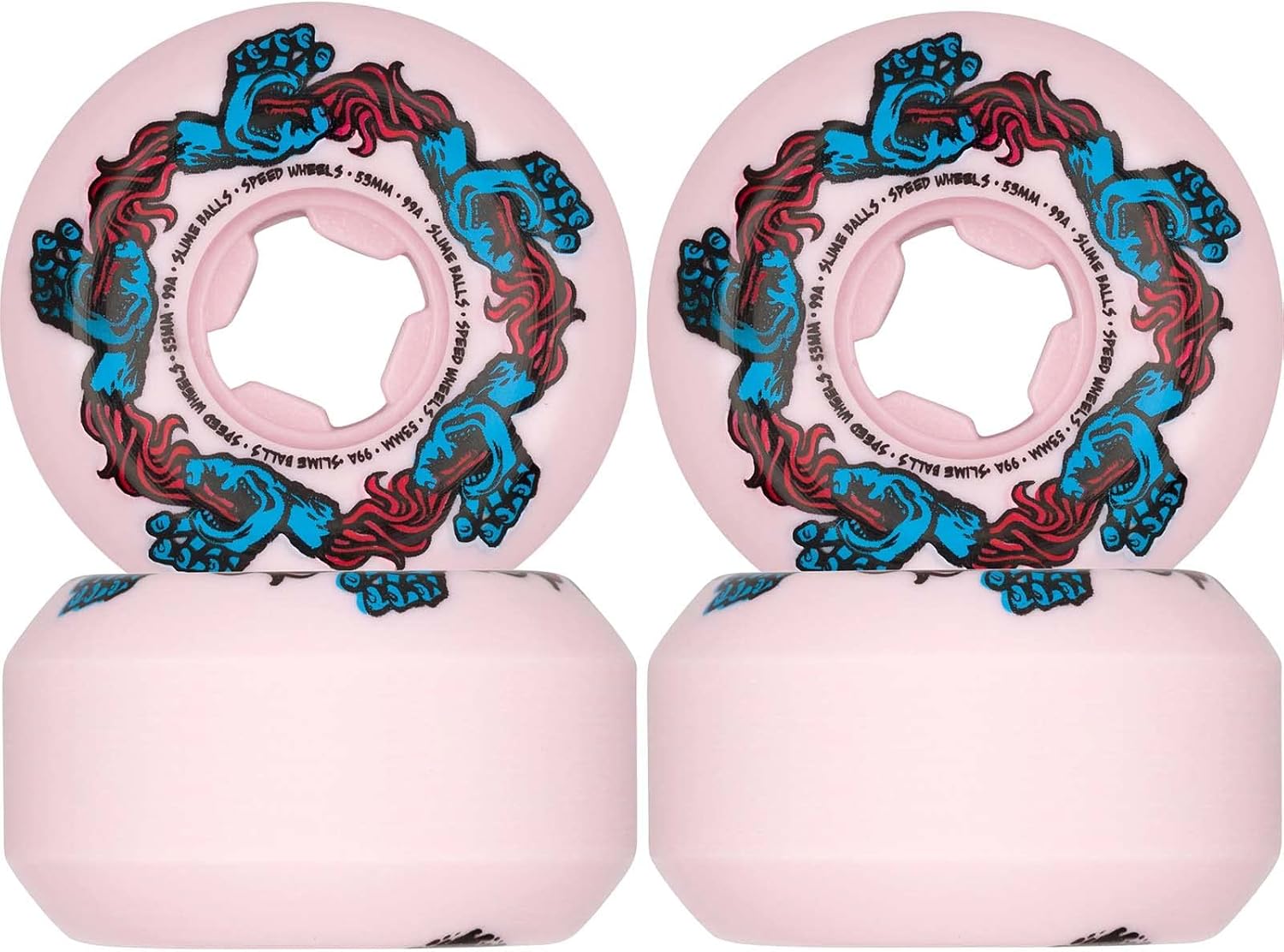 Slime Balls Skateboard Wheels 53mm Infinity Screaming Hand Speed Balls 99A Pink