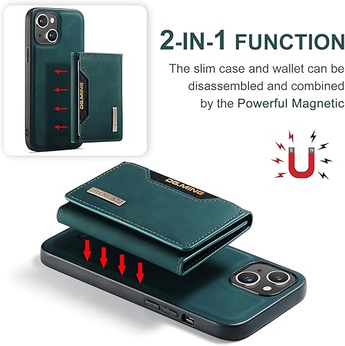 Miniatura 4 de SZHAIYU Fundas de cuero tipo cartera para teléfono compatibles con iPhone 15, con tarjetero para hombre, 6.1 pulgadas, contraportada desmontable 2