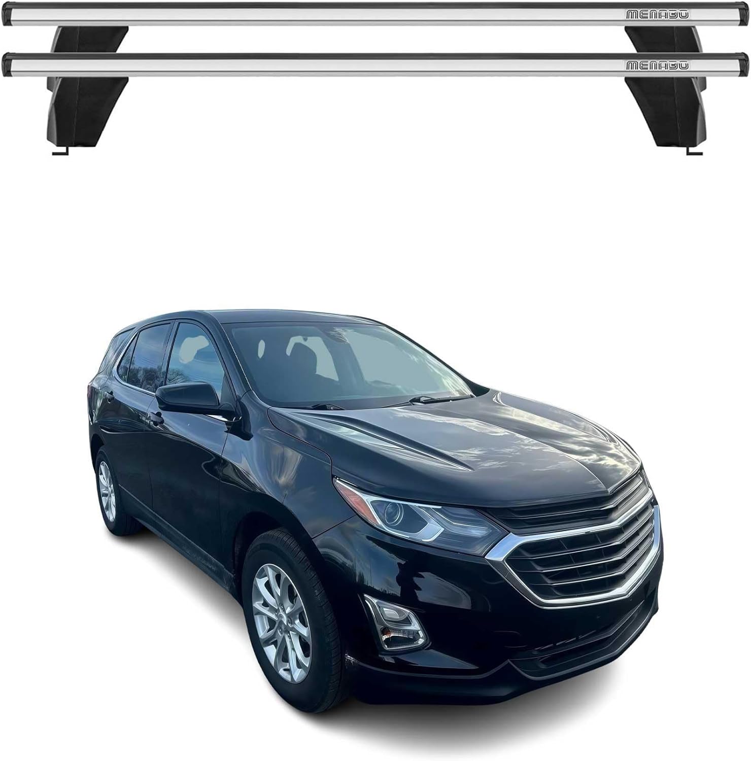 OMAC Roof Rack Cross Bars for Chevrolet Equinox 2018-2024 Lockable 165Lbs Aluminium Silver 2Pcs fits Cargo Carriers Kayak Canoe Bike Snowboard