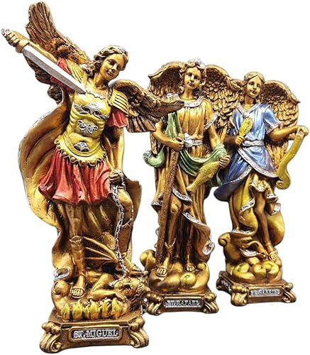 Miniatura 2 de MORIN Imágenes  Escultura Religiosa  Conjunto De 3 Arcángeles Miguel, Rafael y Gabriel 9.4 in  Resina Pintada a Mano