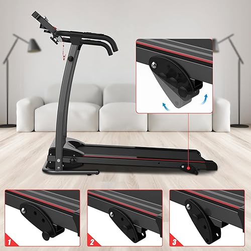 Miniatura 4 de MonSports Cinta de correr plegable portátil con inclinación para correr y caminar, caminadora con monitor LCD, máquina de ejercicios de fitness para