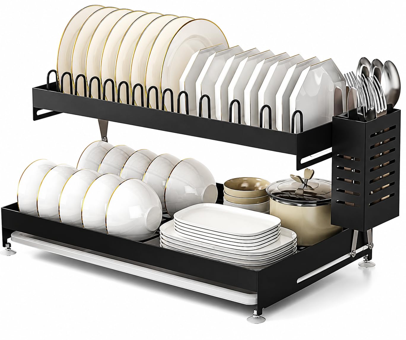 Metal Dish Drying Rack - 3 Tier with Utensil Holder -9 Metal Dish Drying Rack - 3 Tier with Utensil Holder -9