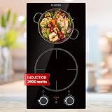 Klarstein Kochheld 2900 Watt Built-in Induction Hob Rotary, Cable Length: 120 cm, 3-Pole Connection, 9 Levels, Automatic Shutdown, Glass, Black, 2900 Watt - 1