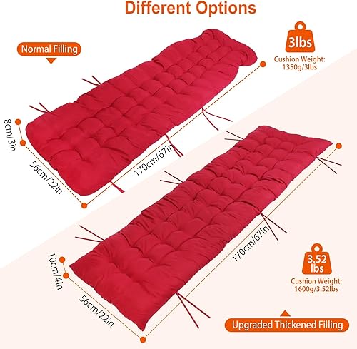 Miniatura 23 de iMounTEK Cojín suave para silla de salón de 67 pulgadas, cojín de banco largo para muebles de exterior, sillón reclinable de gravedad cero