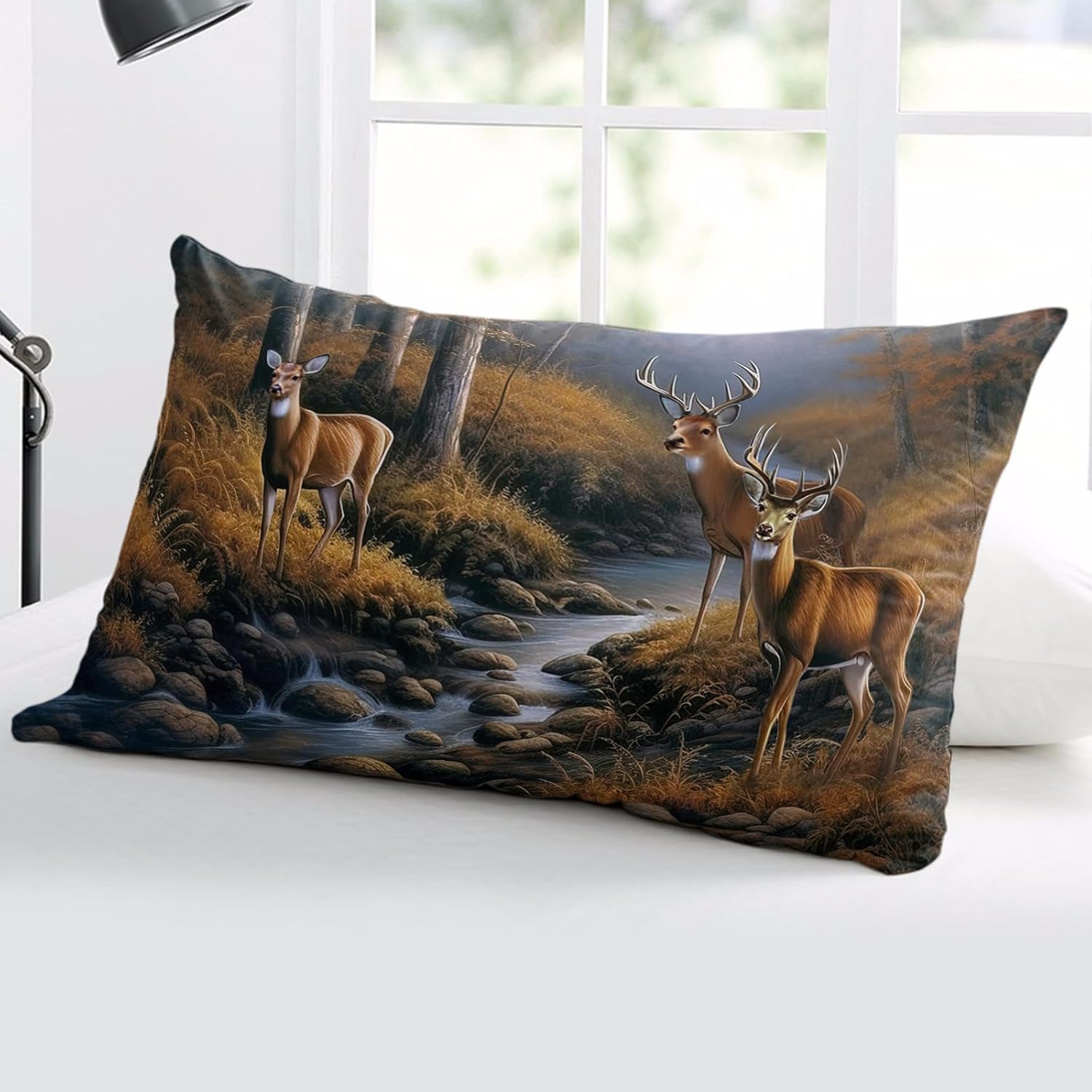 Pillow Covers 24x36 Inch - Body Deer Standing by a Stream Deep in The Forest Soft Brushed Microfiber Pillowcases with Hidden Zipper Closure Bed Pillow Shams for Bedroom Sofa Car