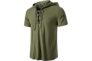 Men's Cotton Vintage Larp Clothing Lace Up Shirts