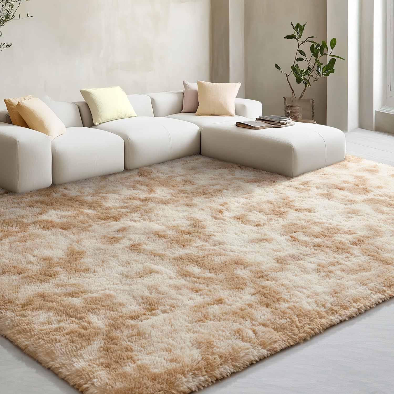 EVOIONOS Area Rug for Bedroom Living Room, Machine Washable 4x6 Fluffy Shag Rug, Soft Plush Non Slip Carpet for Indoor Floor Bedside Nursery Kids