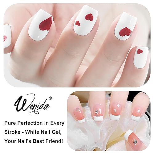 Miniatura 4 de Wenida Esmalte de uñas de gel blanco, 0.3 onzas líquidas, color gel de punta francesa UVLED, perfecto para manicura y pedicura en casa o en el salón.
