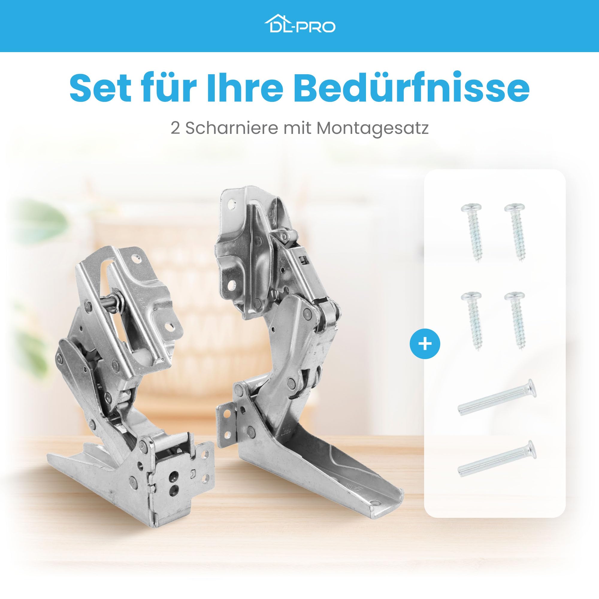 DL-pro Türscharnier Set oben + unten für Whirlpool Bauknecht Ignis 481231018626 Indesit Hotpoint C00312450 Scharnier Kit Hettich mit Montagesatz für KDI KGI KVI KVIC Kühlschrank Gefrierschrank