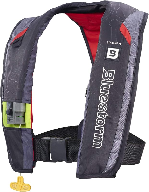Stratus 35 Inflatable Life Jacket PFD for Adults | US Coast Guard (USCG) Approved Automatic Self Inflating Life Vest Preserver with Manual Ripcord