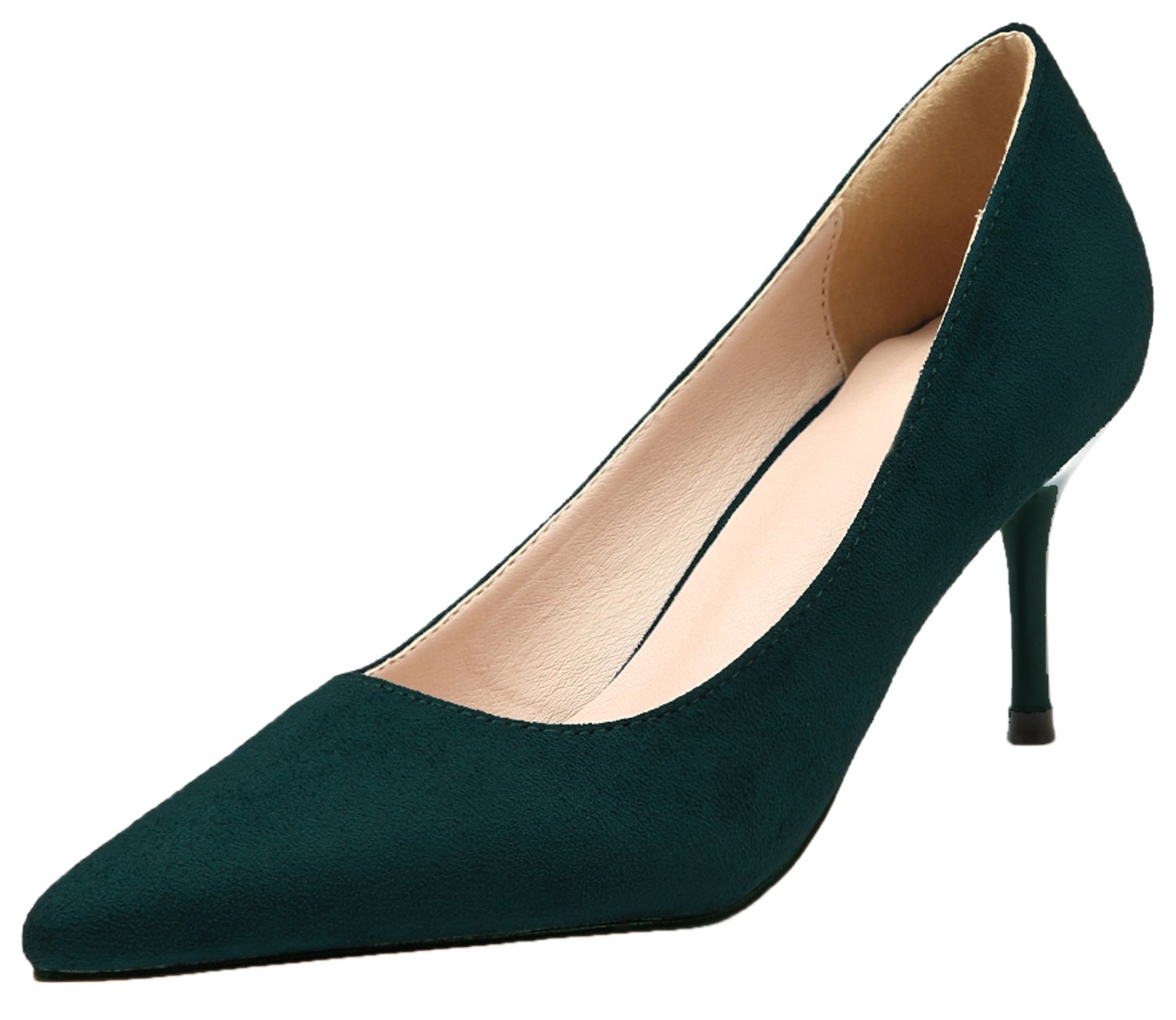 BIGTREE Women Wedding Pumps Pointed Toe Elegant Suede High Heels Dress Shoes