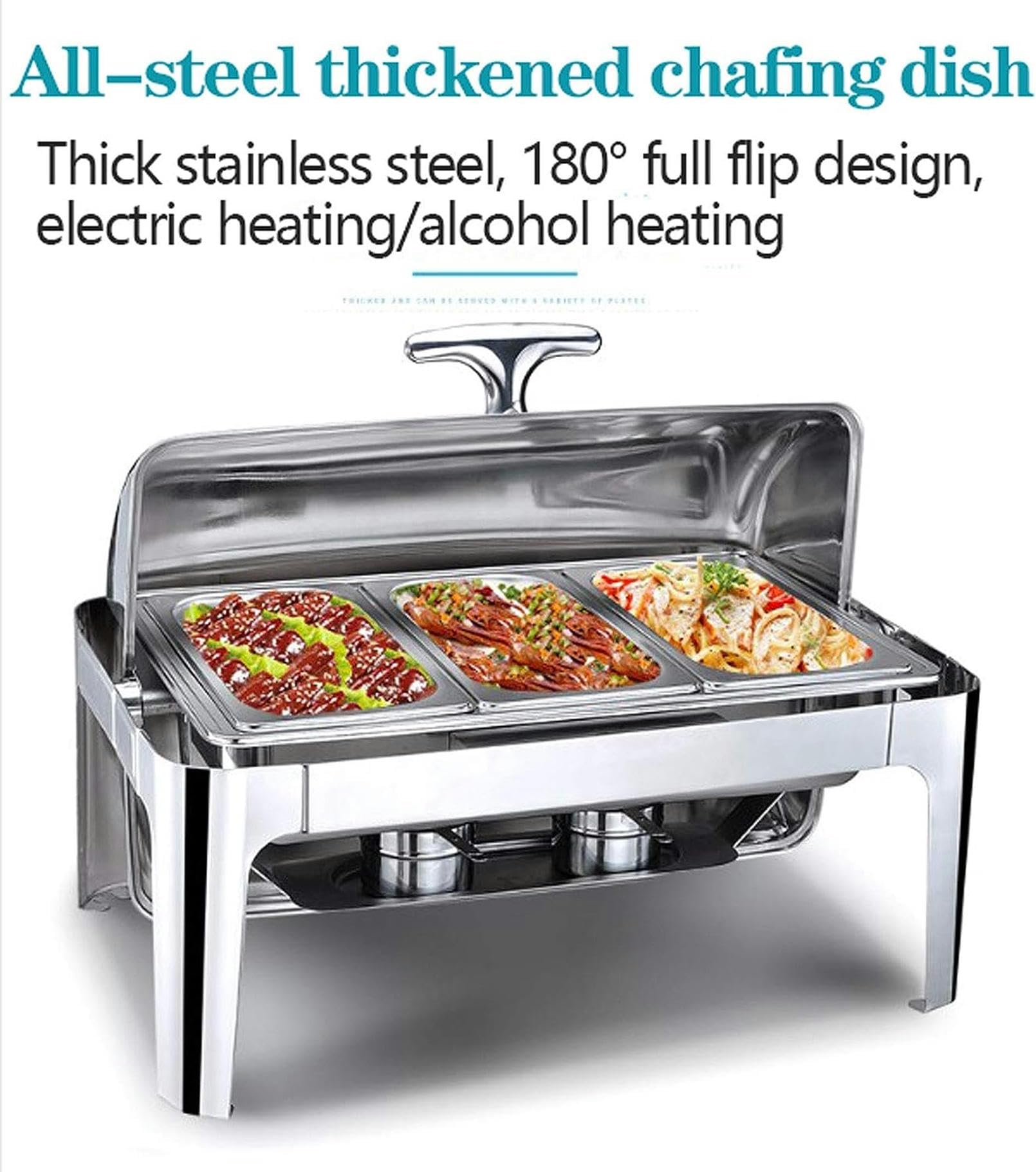 Calentador de Alimentos eléctrico Chafing Dish Chafer Chafing Dish Servidores y Calentadores de Buffet rectangulares comerciales: Mantenga la Comida Fresca y Deliciosa - 9L (A)