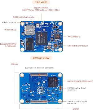 Orange Pi CM4 4G32GB with Base Board RK3566 Quad Core 64 Bit Single Board Computer, 1.8 GHz Frequency Wi-Fi & Bluetooth 5.0 Integrated RKNN NPU AI Accelerator (4G32G+Base Board)