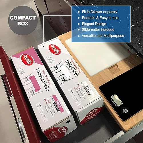 Miniatura 8 de Neatiffy Rollo de mantel de plástico desechable  54 pulgadas x 108 pies  Mantel impermeable para mesas rectangulares, cuadradas, redondas ovaladas