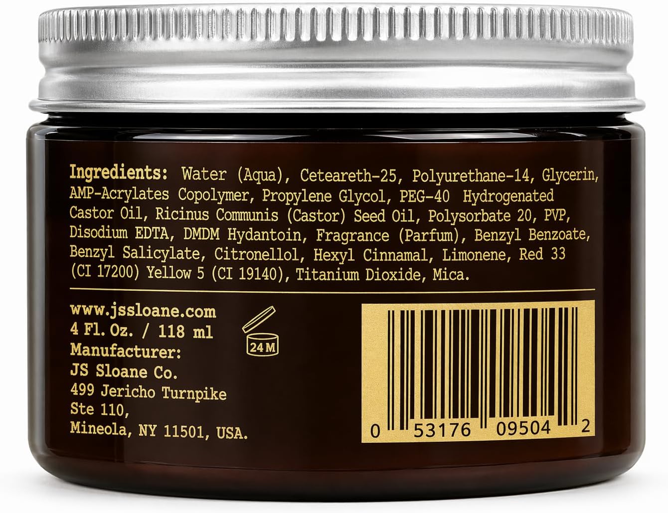 JS Sloane Mediumweight Brilliantine Pomade – Water Based Hair Pomade, Medium Hold & High Shine, Easy Wash Out, For Fine to Normal Hair, Classic Slick Styles, Fresh Clean Scent – 4 oz