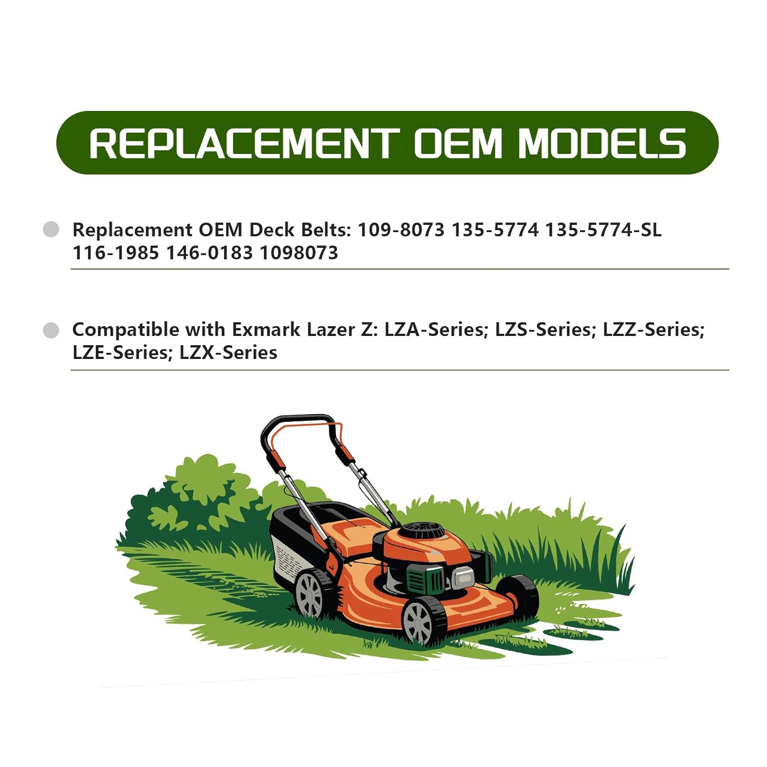 109-8073 Mower Deck Belt Drive Belts Fit for Exmark Lazer Z 135-5774-SL 116-1985 146-0183 1098073 60" Deck Belt Zero Turn Lawn Mowers Parts Length198.75''