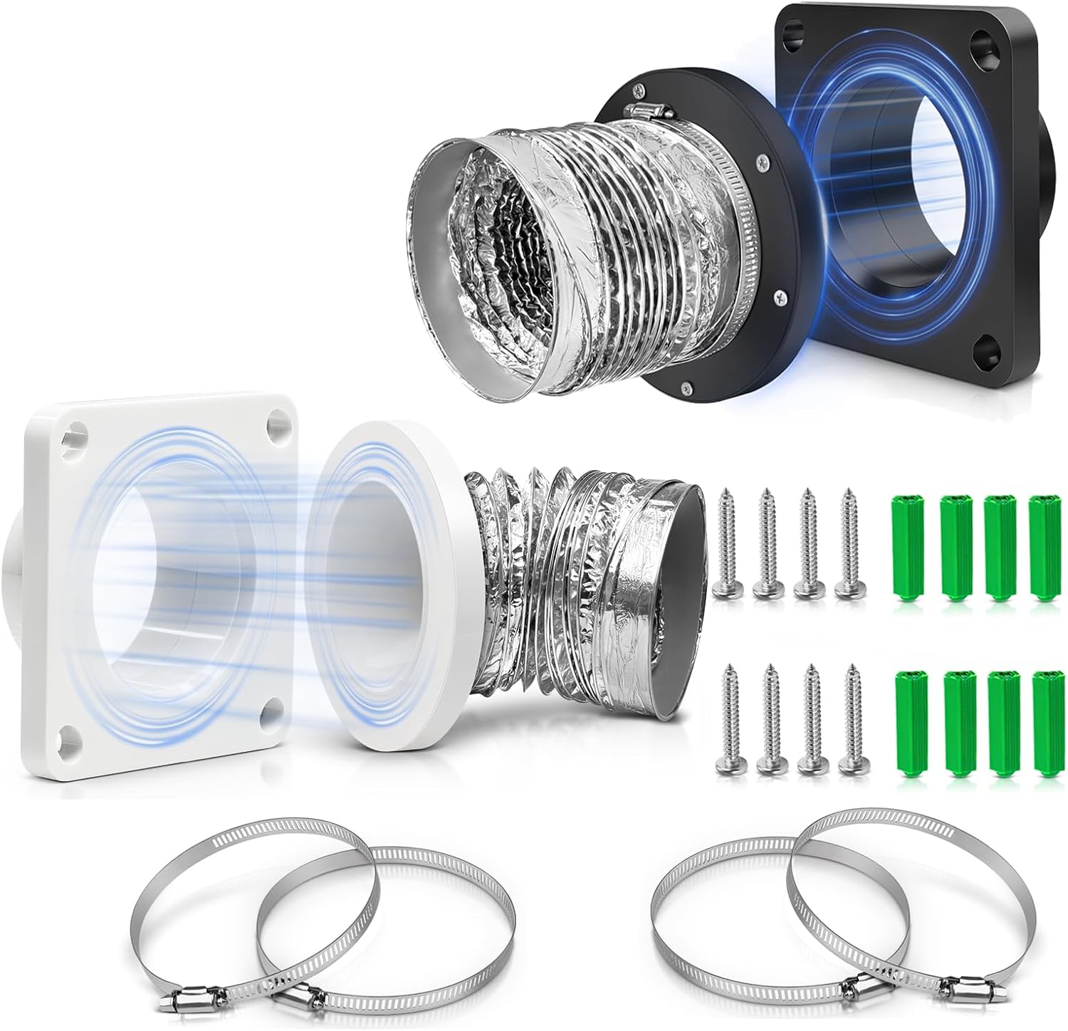 Black Magnetic Dryer Vent Coupler with White Magnetic Dryer Vent Coupler Bundled Sales,Suitable for Confined Paces with 4 inch Hose,Magnetic Dryer Vent Connector Kit Easy to Connect