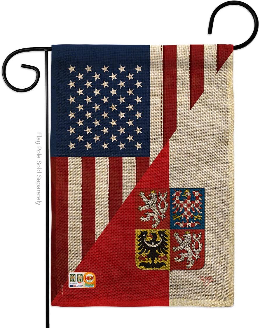 US Czech Republic Friendship Burlap Garden Flag Regional USA American Alliance World Country Particular Area Small Decorative Gift Yard House Banner Double-Sided Made In 13 X 18.5
