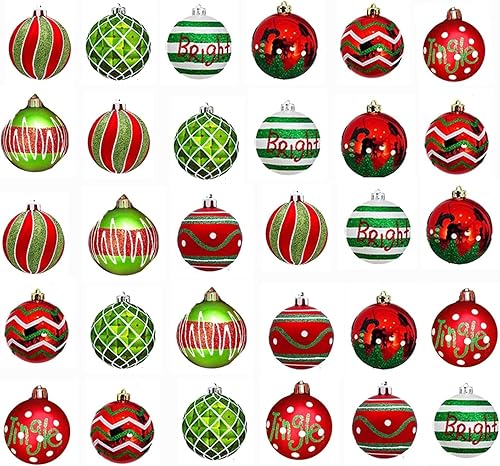 Miniatura 1 de Juego de 30 bolas de Navidad para decoración de árbol de Navidad, 2.4 in, inastillables, adornos para árbol de Navidad, corona de Navidad y