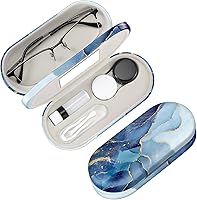 Vista 10 de Fintie Funda para lentes de contacto 2 en 1 y funda para gafas, soporte de viaje portátil de doble cara para lentes con espejo integrado, pinzas
