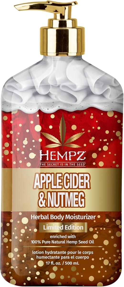 Limited Edition Cider & Nutmeg Herbal Body Lotion, Apple, 17 oz | Hemp-derived formula softens and hydrates skin for lasting comfort all day