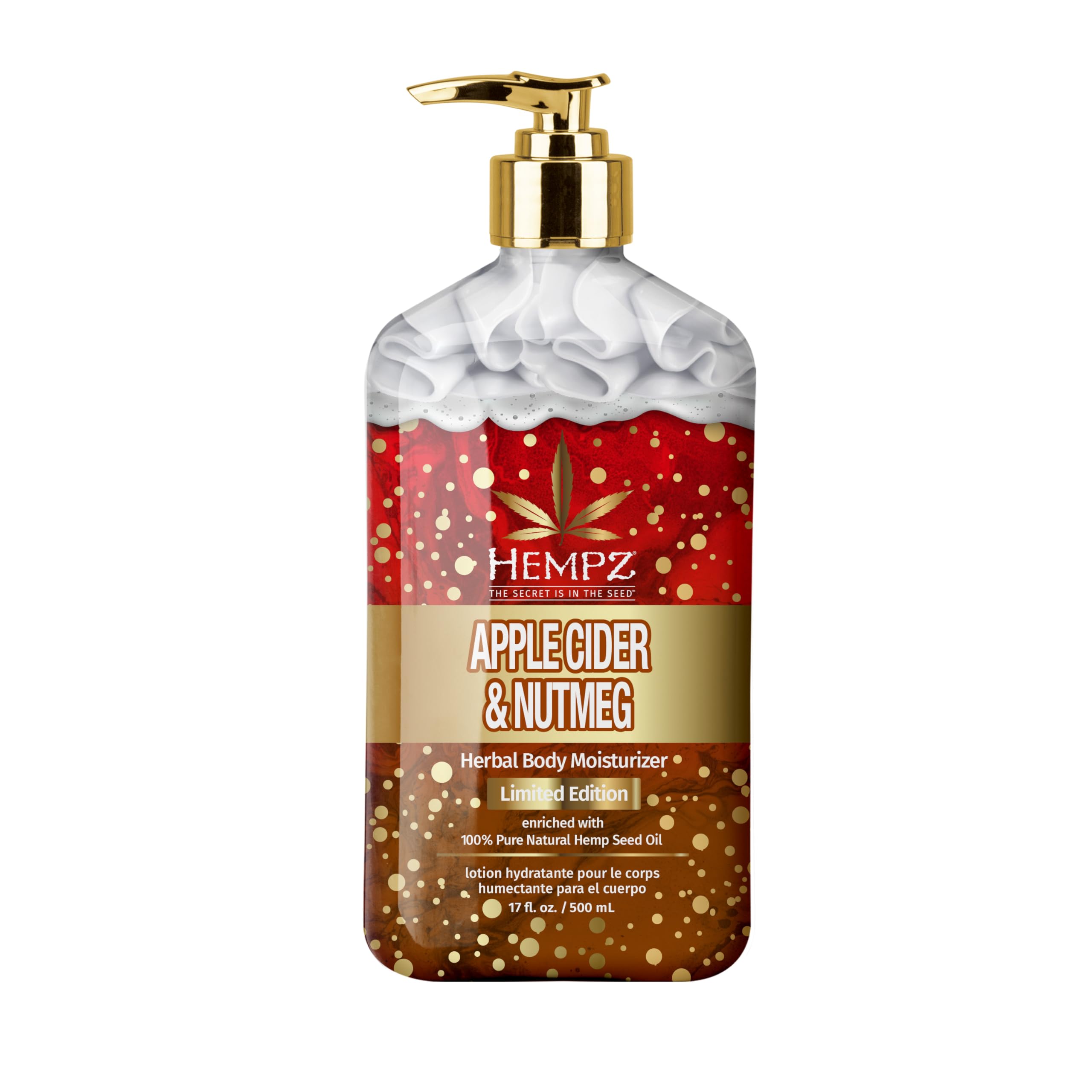 HEMPZLimited Edition Apple Cider & Nutmeg Herbal Body Lotion, for men or women, vegan and gluten free, 17 oz