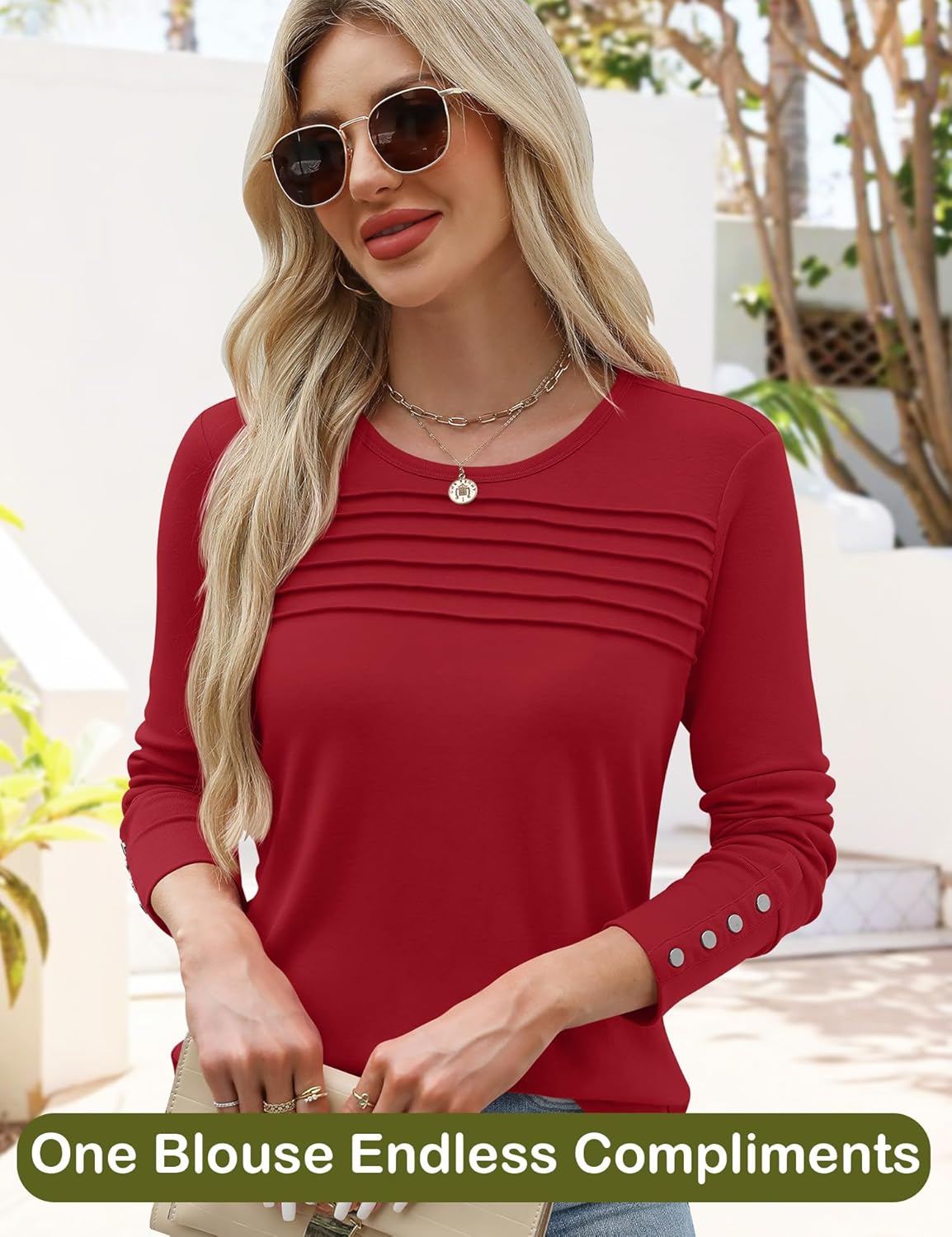 Blouses for Women Dressy Casual Long Sleeve Fall Fashion Tops Trendy Outfits for Work Office Shirts Thicker Clothes - Image 2