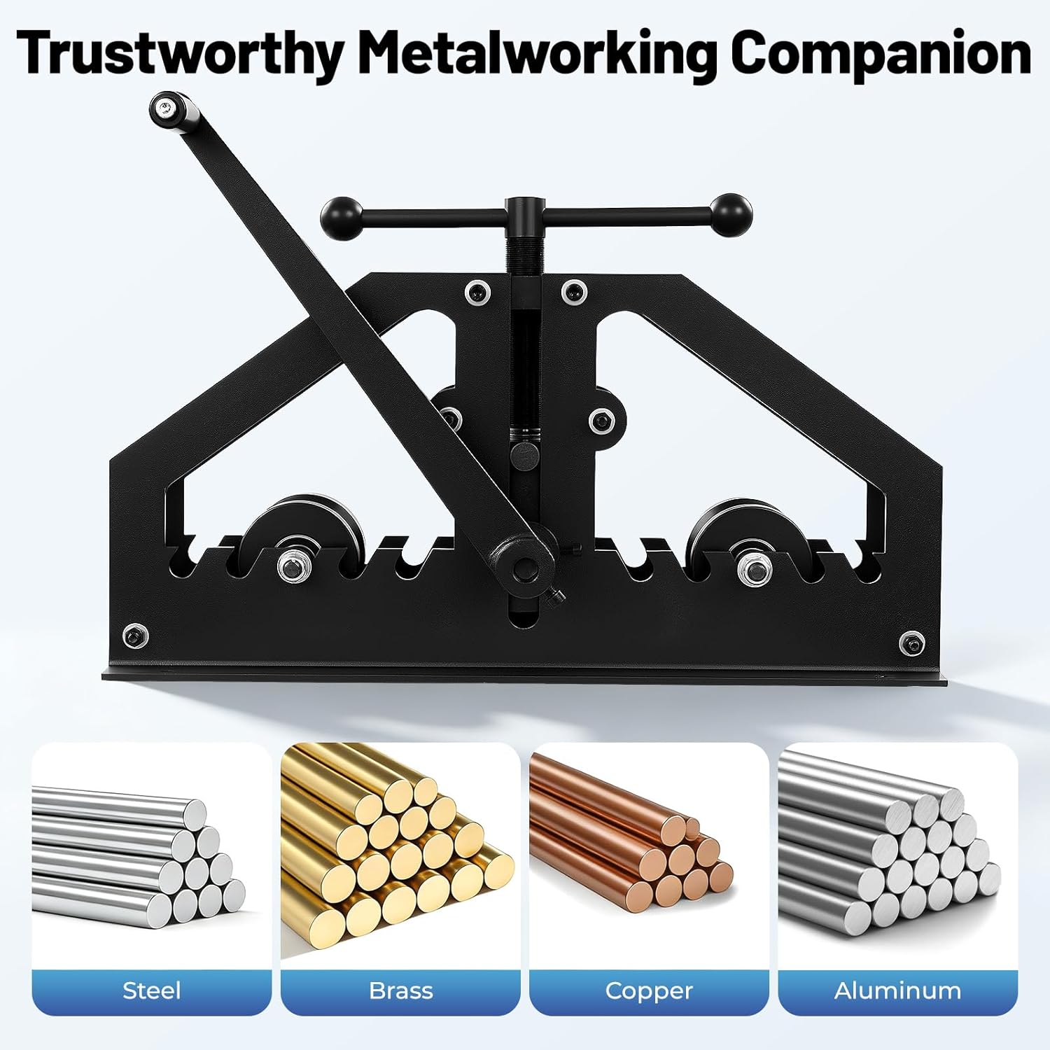 Manual Tube Pipe Roller Bender, Roller Tubing Roller Flat Bar Bender, Tube Roller bender Pipe Rolling Machine, 1-1/2" Round Tube Rollers Manual Square & Rectangular Tube Bender