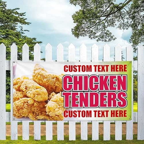 Miniatura 10 de Vinyl Banner Multiple Sizes Chicken Tenders Restaurant Cafe Bar A Restaurant & Food Outdoor Weatherproof Industrial Yard Signs White 4 Grommets