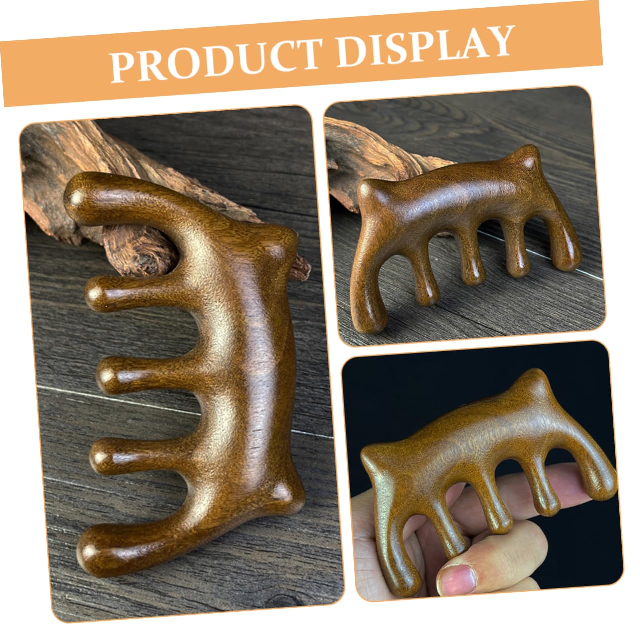 BESTYASH Ergonomic Wooden Scalp Massager Wide Tooth Comb Simple Massager Tool Head Scalp Comb Body Beauty Tool