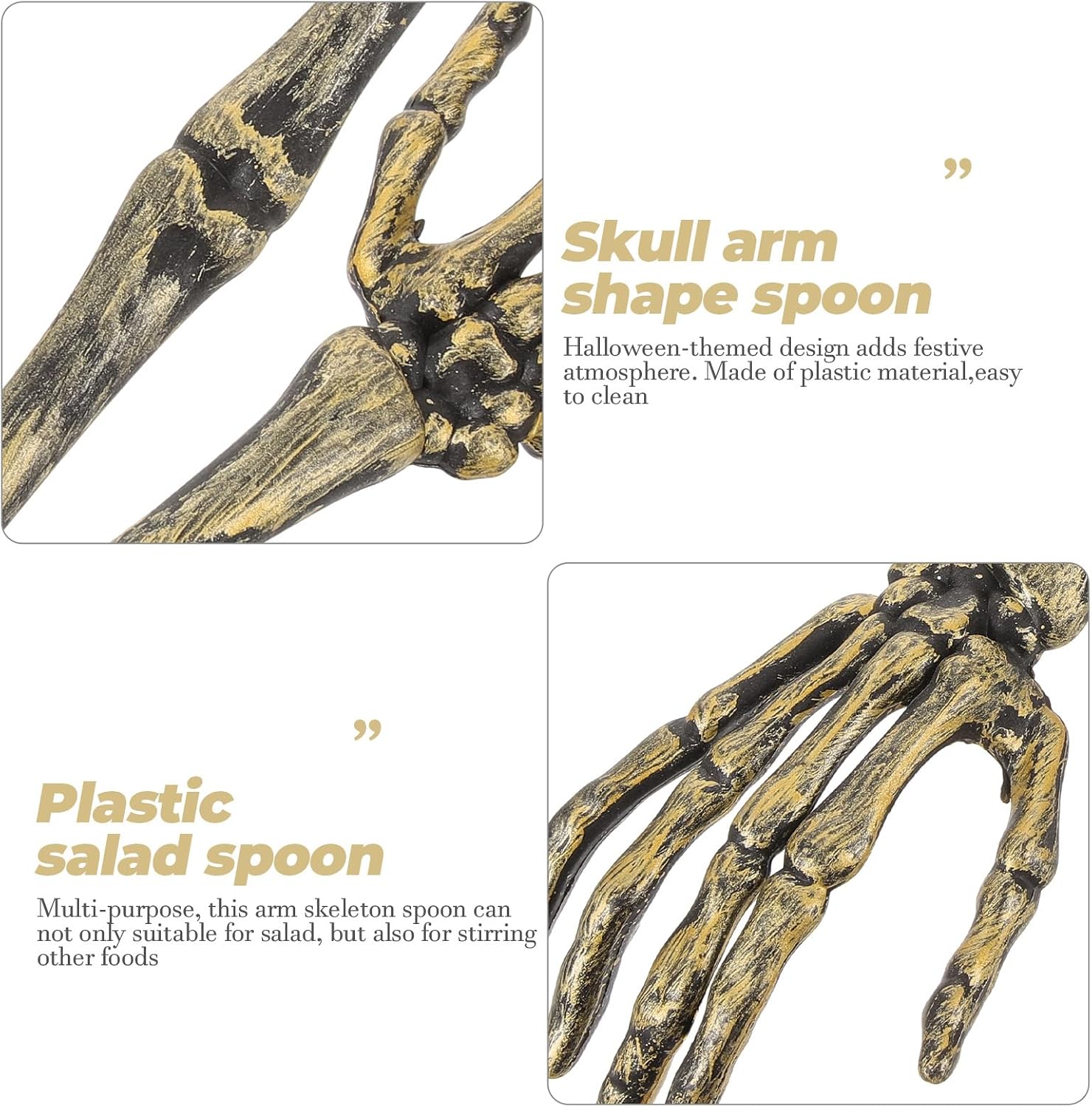 Toddmomy 1 Pair of Halloween Skeleton Arm Salad Mixing Spoons, Skull Arm Shape Plastic Utensils, Skull Decor for Kitchen And Party Use, 12. 59 Inch