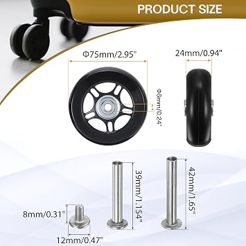 HIPICCO Luggage Suitcase Replacement Wheels, 75x24mm Caster Repair Kit