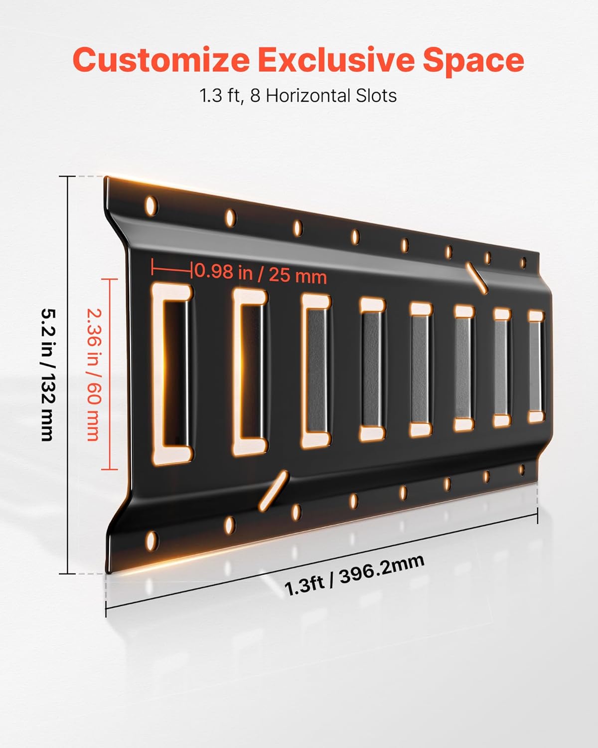 VEVOR E-Track Tie-Down Rail Kit, 4 Pack 1.3 ft E Track Rails, 2 U-Shaped Hooks, 2 Tool Holders, 2 Track Shelf Brackets, 2 Tire Holders, 2 Cable Storage Rings, 8 End Caps & 1 Bag, Fit for Vans Trailers - Image 4