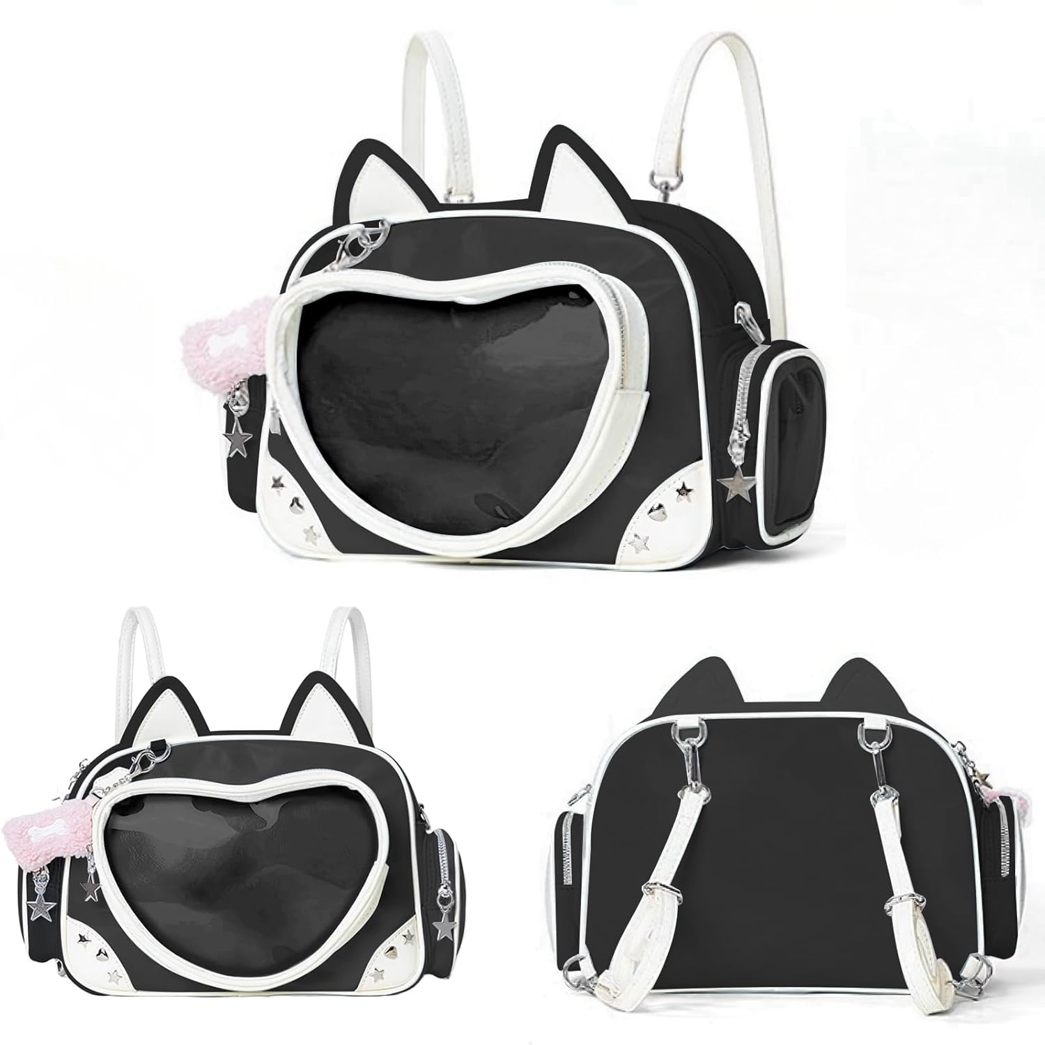 Kawaii Ita Bag Cat Pin Backpack Shoulder Crossbody Bag for Miku Anime Heart Clear Layer with Insert - Image 3
